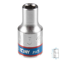 Головка торцевая стандартная шестигранная 1/4", 4,5 мм KING TONY 233545M
