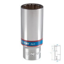 Головка торцевая глубокая двенадцатигранная 3/8", 19 мм KING TONY 323019M