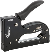 Stapler for narrow staples "type 53" 4-14 mm, adjustable. impact force, metal.black body, rubberized.lever