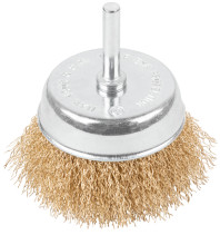 Щетка для дрели, тип "Чашка", латун. витая проволока 0,3 мм, 75 мм, блистер, CUTOP Profi