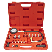 Тестер компрессии дизельного двигателя ER-86314 в наборе с резьбовыми адаптерами, 19пр. (0-70 bar), в кейсе ЭВРИКА /1/10