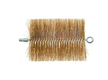 IBZG boiler brush, 275*200 mm, diameter 100 mm, latuned corrugated wire STM 0.30 mm, loop on one side, M10 fitting on the other side