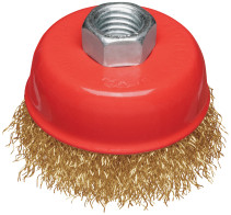 Korschetka-cup, nut M14, steel latuned wavy wire 65 mm, blister