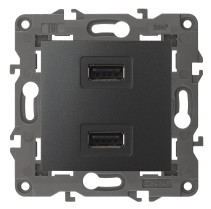 14-4110-05 ЭРА Устройство зарядное USB, 230В/5В-2100мА, IP20, Эра Elegance, антрацит