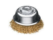 Corrugated cup brush, D100 mm, M14 fit, latuned corrugated wire STM 0,30 mm