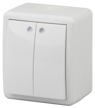 Выключатель ЭРА Эксперт 11-1405-01 двойной с подсветкой IP54 10АХ-250В ОУ белый