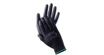 Nylon gloves Jade black with polyurethane coating 12 pairs, size 11(XXL)