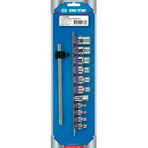Набор торцевых головок 3/8", 1/2", TORX Е-стандарт, E4-E20, вороток, 12 предметов KING TONY 7112PR