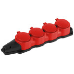 ERA KX-4e-RED-IP44 rubber pad with earthing 4 sockets 16A IP44 red