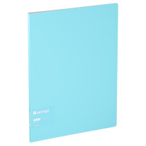 Folder with 10 Berlingo "Haze" inserts, 9 mm, 600 microns, with inner pocket, blue, soft touch