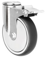 Колесная опора д.75 мм поворотная с тормозом под болт М12