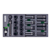 1/2" 13-24 mm impact head set, 21 pieces in a soft TOPTUL base