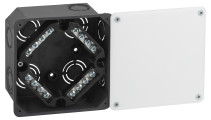 Soldering box ERA KRT-k-107-107-50 Concealed installation black and white 107x107x50mm for solid walls terminal block cover IP20