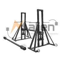Hydraulic cable jack with bearings DK-20GPP MALIEN, drums from No. 20 to No. 38, g/n up to 20 tons (set: 2 racks assembled with hydraulic jacks, 2 bearing units, axle No. 1: 2200/76 mm with preload shoes, axle No. 2: 3300/114 mm with preload shoes
