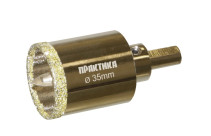 Коронка алмазная ПРАКТИКА "Профи" по керамограниту/керамике 35х70мм, пилотное сверло, (1шт) (917-637)