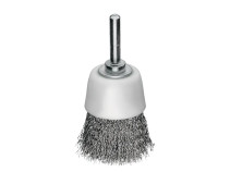 Щетка чашечная гофрированная, пластиковый корпус, Д50 мм, хвостовик 6 мм, нержавеющая гофрированная проволока ROF 0,30 мм