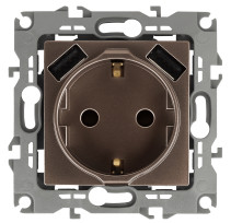 Розетка ЭРА Серия 12 12-4109-13 2P+E 16A-250В штор. с 2xUSB 5В-3А бронза