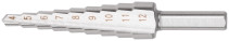 HSS step drill for metal, 9 steps, 4-12 mm