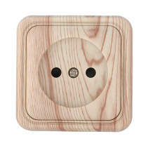 Socket of an open installation without grounding contacts with protective shutters (pine), Standard