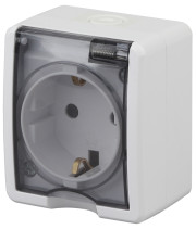 Розетка ЭРА Эксперт 11-2402-01 2P+E IP54 шторки 16A-250В ОУ белый
