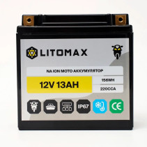 Sodium Starter Motorcycle Battery LITOMAX Na+ 12.4V 13Ah 220CCA YTX14A R+