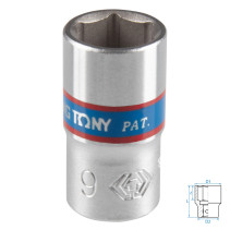 Головка торцевая стандартная шестигранная 1/4", 9 мм KING TONY 233509M