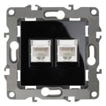 Розетка ЭРА Серия 12 12-3108-06 информационная двойная 2XRJ45 IP20 чёрный