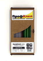 Клеевые стержни ПрофКлей-8229 ассорти (прозрачные - зеленые), 11х200 мм, 14 шт, 280 г
