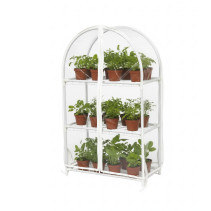 Greenhouse window sill greenhouse with rounded top Geoplastboard 46x24x75 cm 3 shelves color white