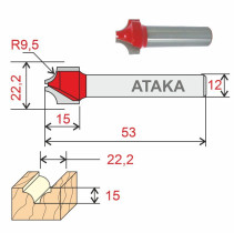 Фреза Атака пазовая фасонная D22.2/ф12/H15