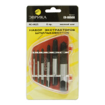 ER-86508 extractor set: 6pr shpilkovertov (M3-M25; Ø:3-6mm, 6-8mm, 8-11mm, 11-14mm, 14-18mm, 18-22mm; "small step") EUREKA /1/2 plastic case
