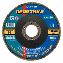 PRAKTIKA petal grinding wheel 115 x 22 mm P 36 (1 pc.), Master series (919-228)