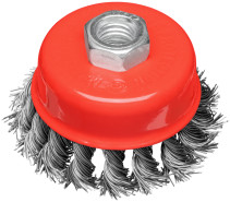 Cup holder, M14 nut, 75 mm twisted steel wire, blister