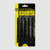 Пилка для электролобзика по дереву и ламинату T101BR, обратный зуб, чистый рез (5 шт, шаг 2.5 мм, длина 100/75 мм) BERGER BG1714