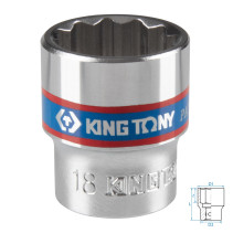 Головка торцевая стандартная двенадцатигранная 3/8", 18 мм KING TONY 333018M