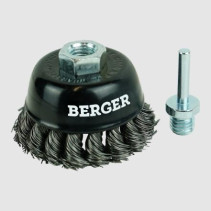 Bowl-shaped cord brush (0.5 mm twisted galvanized steel, diameter 75 mm, nut M14 + shank 6 mm) BERGER BG1743