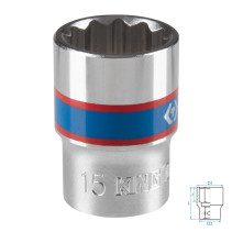 Головка торцевая стандартная двенадцатигранная 3/8", 15 мм KING TONY 333015M