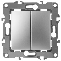 12-1104-03 ЭРА Выключатель двойной, 10АХ-250В, IP20, Эра12, алюминий