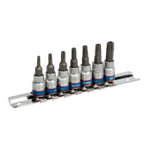 1/4" socket nozzle set, Torx, T10-T40 mm, L = 37 mm, 7 pieces KING TONY 2107PR