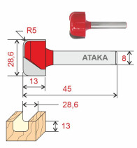 Фреза Атака пазовая фасонная D28.6/ф8/H13