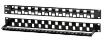 PPBL3-19-24S-RM Modular Patch Panel 19", 24 Ports, Flat Type, 1U, for Keystone Jack modules, with Rear cable organizer (without modules)