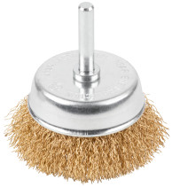Щетка для дрели, тип "Чашка", латун. витая проволока 0,3 мм, 65 мм, блистер, CUTOP Profi