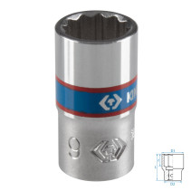 Головка торцевая стандартная двенадцатигранная 1/4", 9 мм KING TONY 233009M