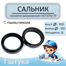 Oil seal (reinforced cuff) 100x125x12mm, with dust cover