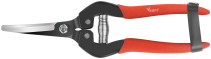 Garden pruner, overlapping cutting edges, curved blades, PVC pads on handles 190 mm