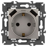 Розетка ЭРА Elegance 14-4109-16 2P+E 16A-250В штор. с 2xUSB 5В-3А титан