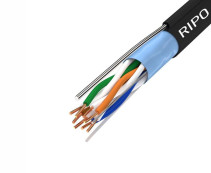 Кабель витая пара FTP4CAT5E 24AWG Cu Ripo (outdoor) с одножильным тросом, черный, (50м)