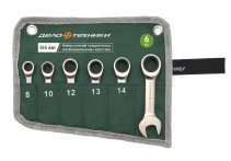 Набор ключей комбинированных трещоточных коротких 6 шт. (8,10,12,13,14,17 мм) планшет тетрон