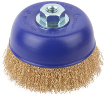 Щетка для УШМ, М14, тип "Чашка", латун. витая проволока 0,3 мм, 125 мм, блистер, CUTOP Profi