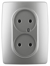 Розетка ЭРА Серия 12 12-2107-03 двойная без заземления 2X2P 16A-250В IP20 алюминий